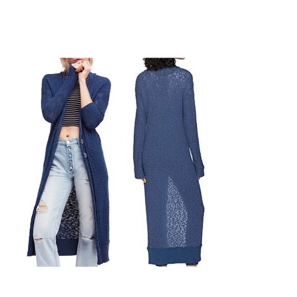 Free People Long Cotton Cardigan Full Length - Picture 1 of 4